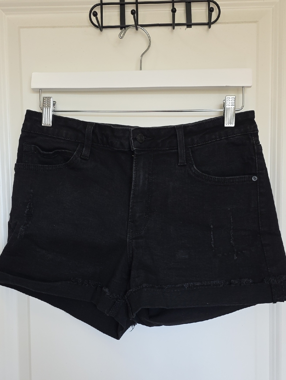 Just Black Washed Black Denim Cutoff Shorts